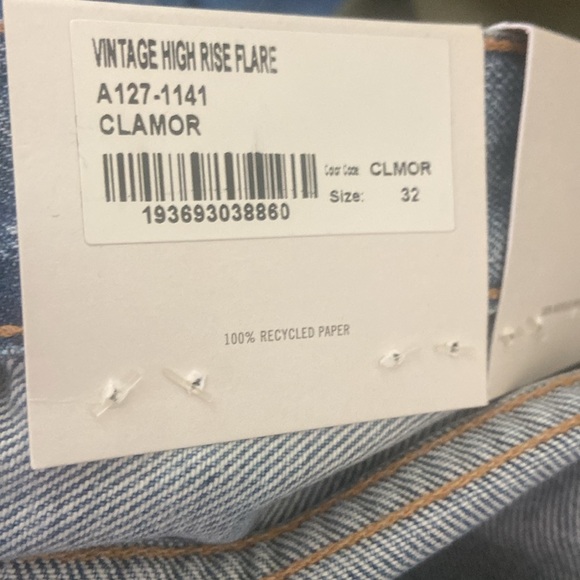 AGOLDE Vintage Flare High Rise Jeans Sz 32 Clamour 100% Organic Cotton NEW - Picture 4 of 6
